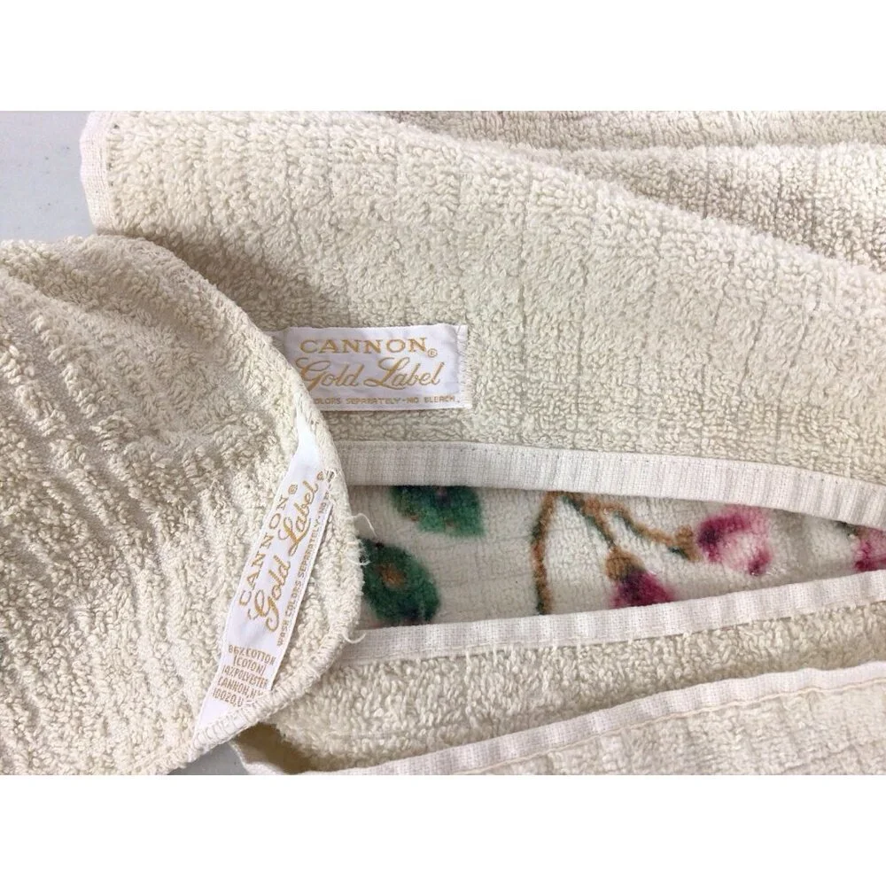 Vintage Cannon Gold Label Floral Towel Set of Two